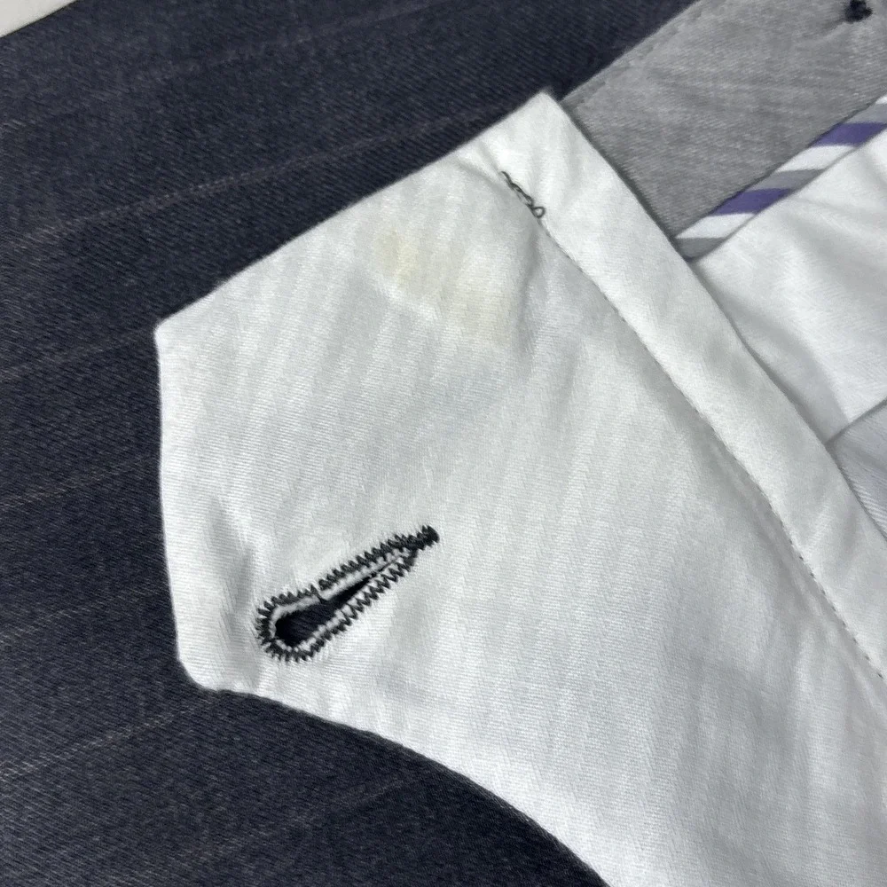 Jack Victor Suit 44R 38W Gray Chalk Stripe 130s Italian Wool Canada Classic 46R